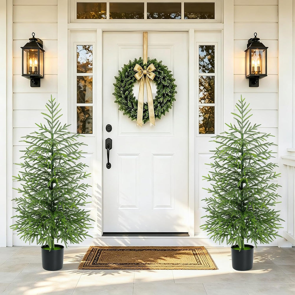 4 Ft Real Touch Christmas Tree with Lights, Realistic Norfolk Pine Tree