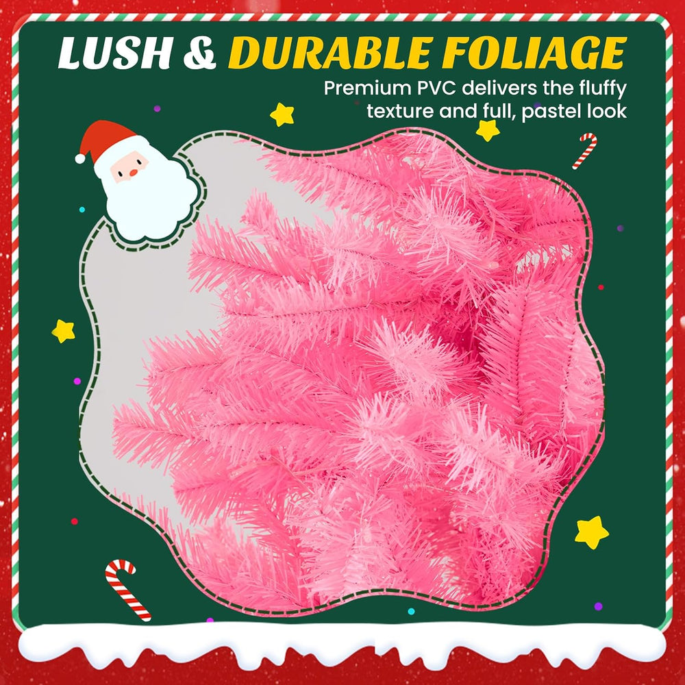 DUMOS 6 Ft Pre-lit Christmas Tree, Pink Artificial Xmas Tree
