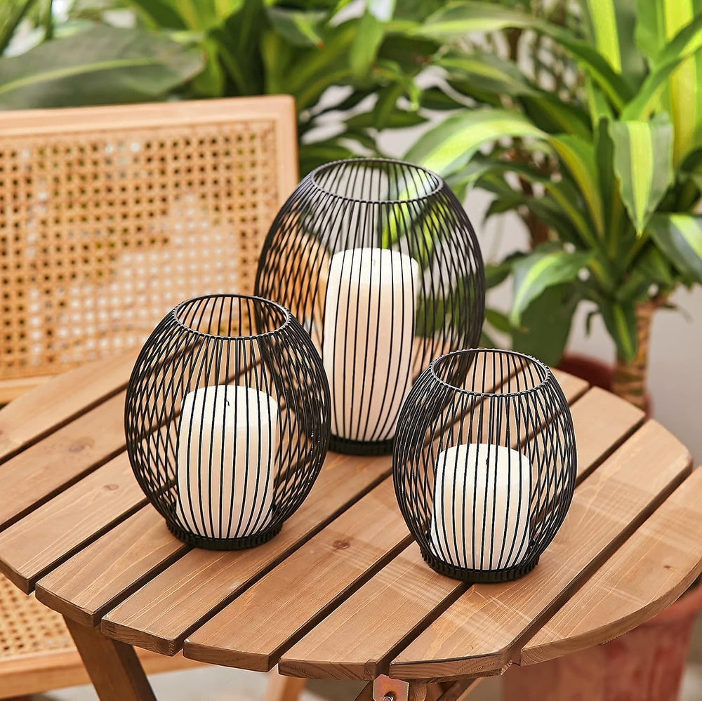 Outdoor Candle Holder Decor Set - Black Candle Holder - Candles Holders for T...