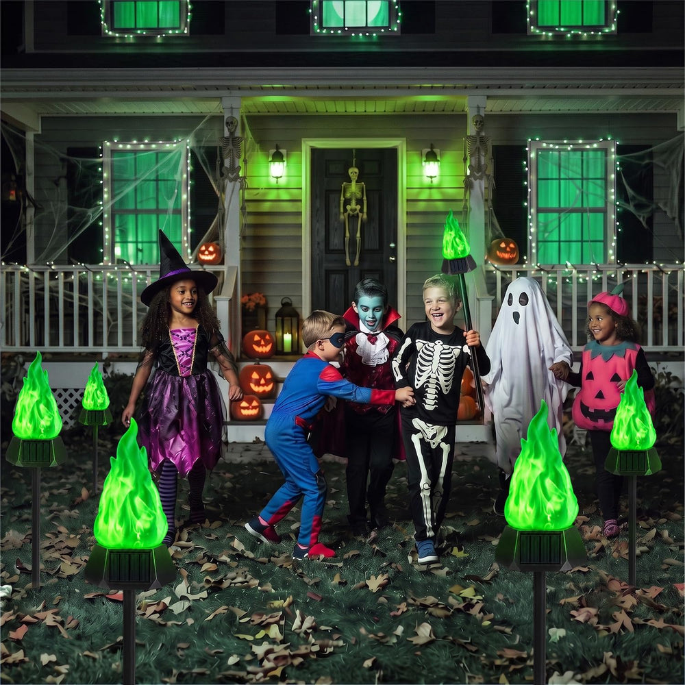 Toodour Solar Halloween Lights Outdoor, 4 Pack Solar Torch Light Waterproof