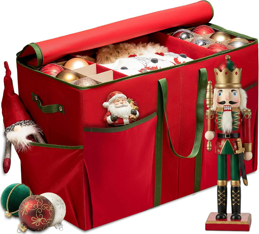 ZOBER Large Christmas Ornament Storage Box - Stores 80 3" Ornaments, Wit...