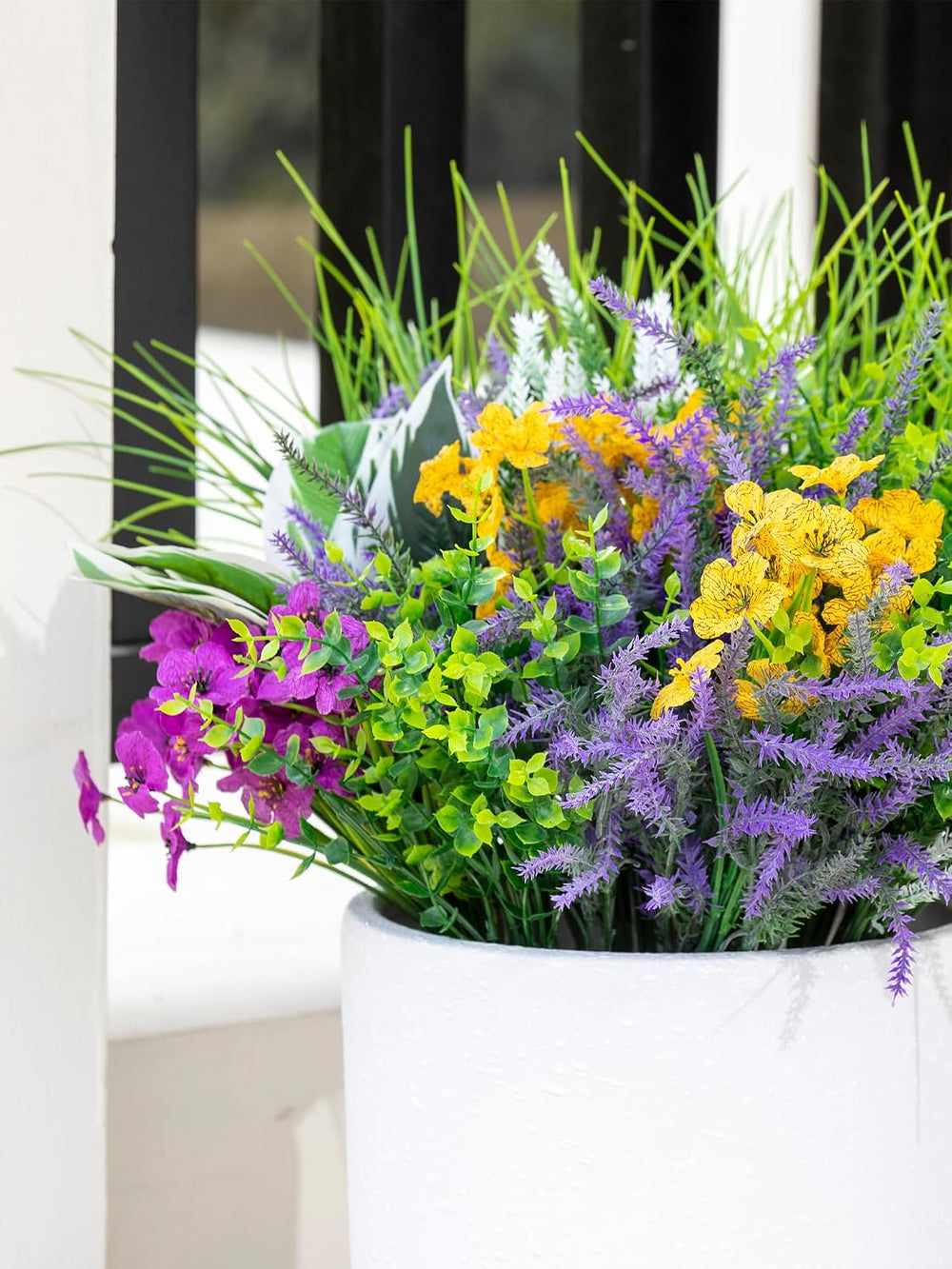 25PCS Artificial Plants Outdoor, Faux Lavender Flower Greenery Stem Outside