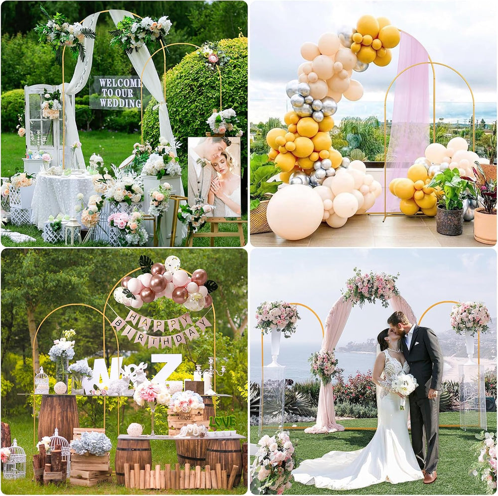 Wedding Arch Backdrop Stand Set of 2 With White Cover (7.2FT+6FT)