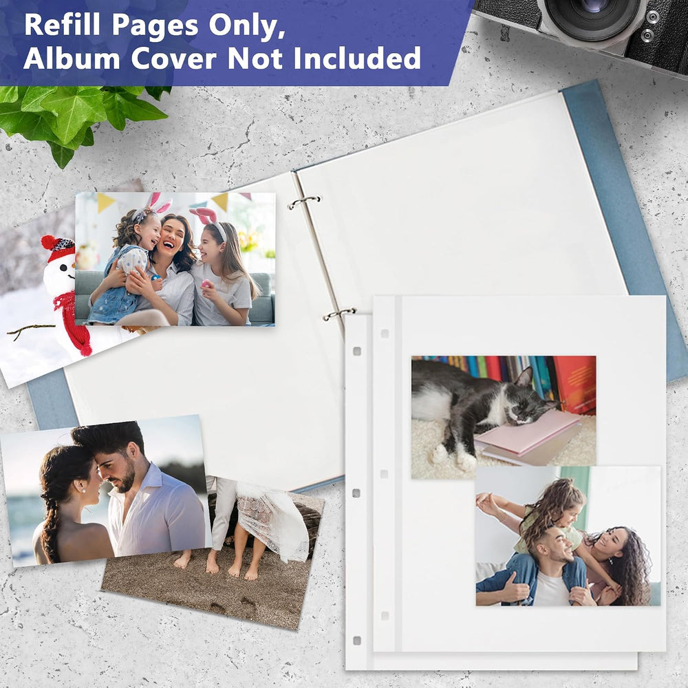 9x11 Self-Adhesive Photo Album Refill Pages, 3-Ring, 200 Pages