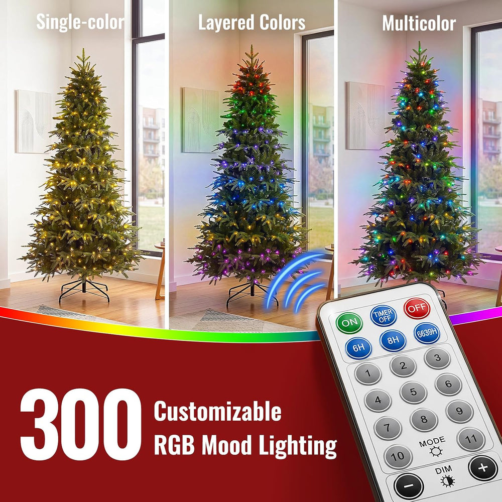 OasisCraft 7ft Aspen Prelit Christmas Tree with Remote Controller,300 RGB Col...
