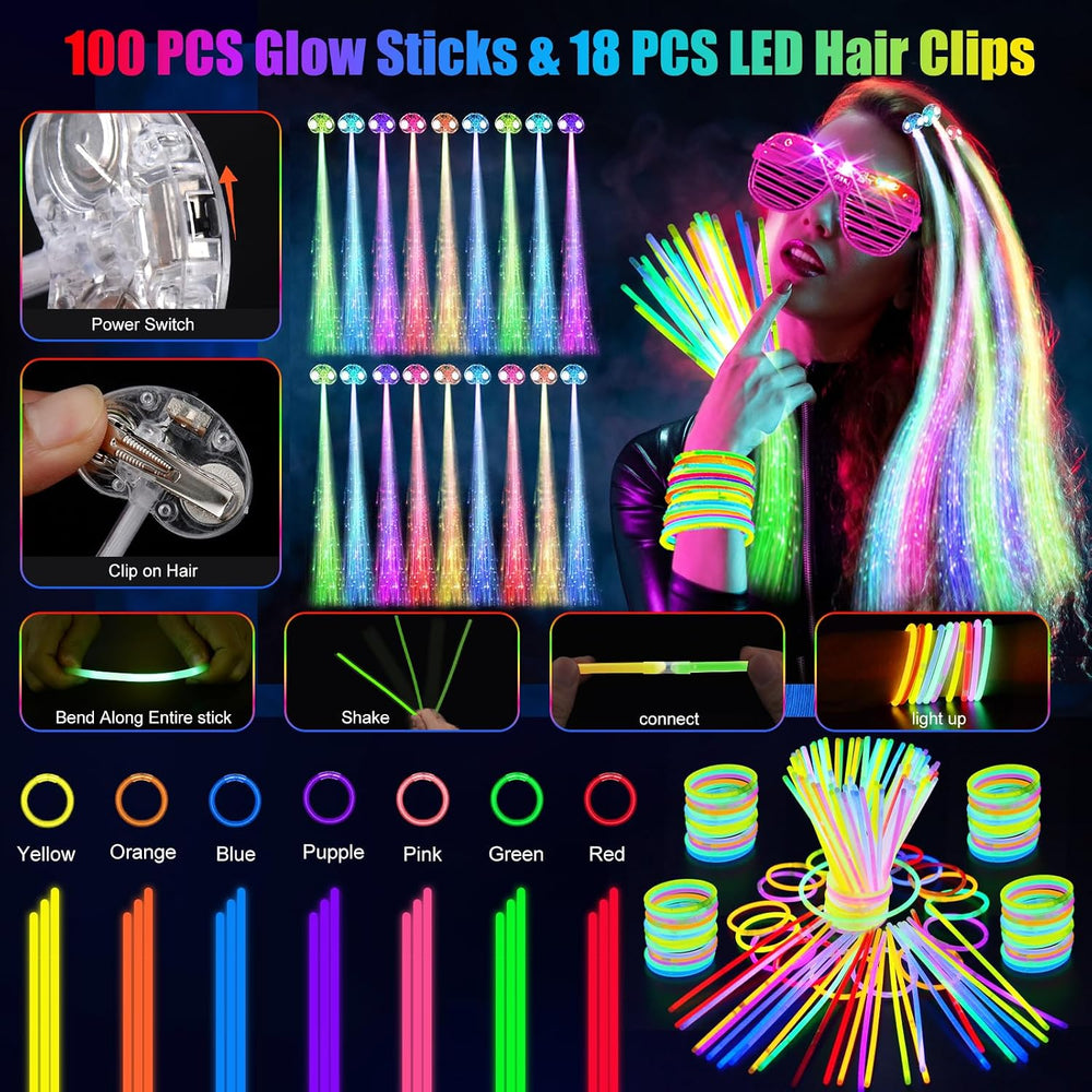 148 PCS Glow in the Dark Party Supplies Indoor/Outdoor Use (Assorted)