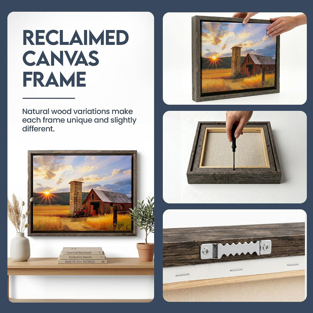 BARNWOODUSA | Rustic Barnwood Canvas Frame | For Oil Paintings & Wall Art...