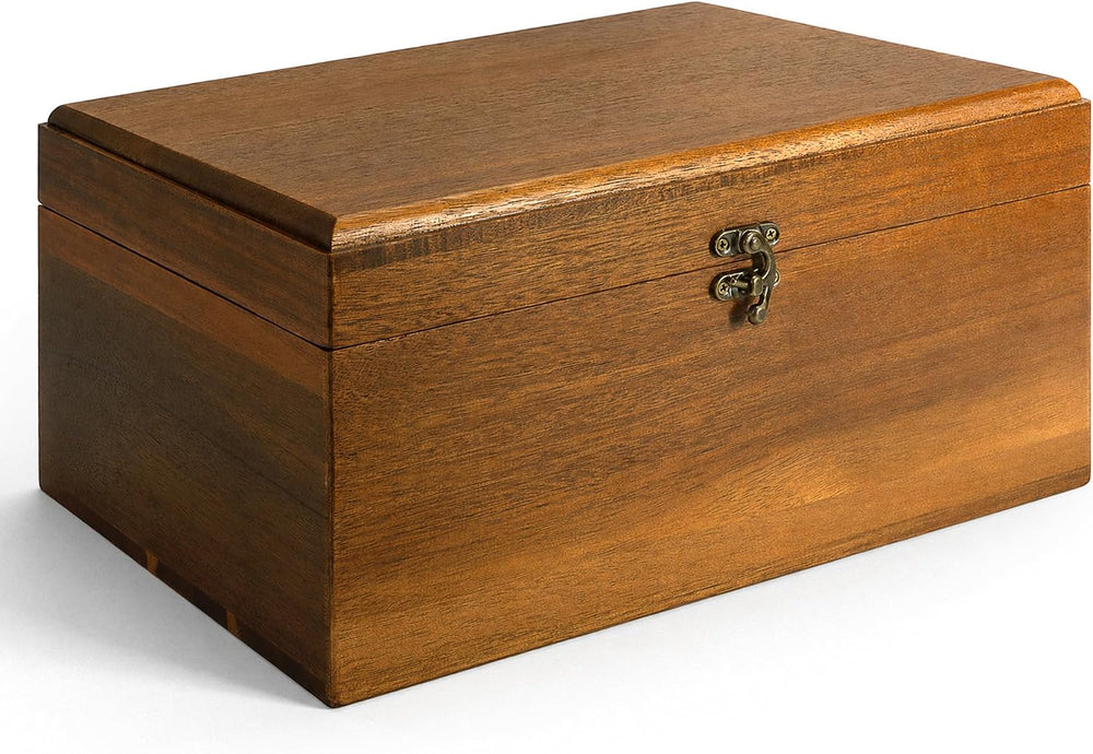 Wooden Keepsake Box for Women, Acacia Wood Storage Box, Light Brown