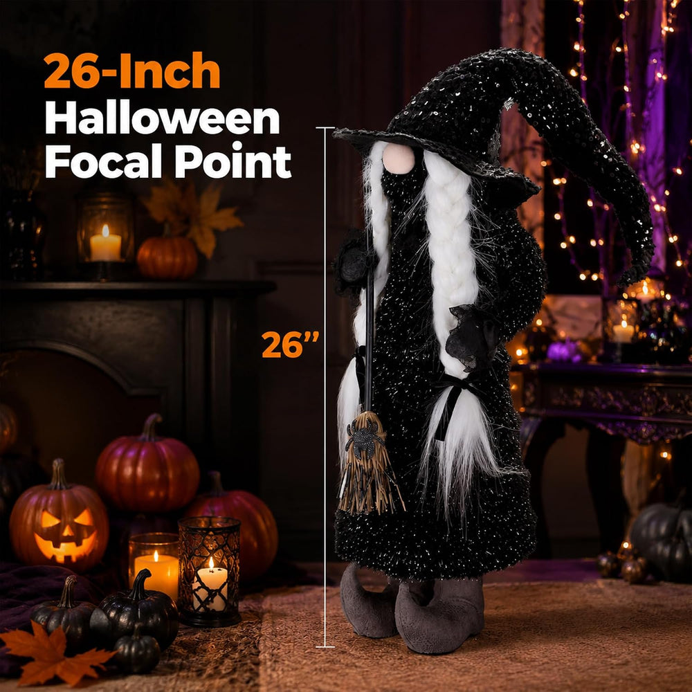 YZS Housm Halloween Plush Gnomes Decoration, 26 Inch Spring Loaded Witch Gnom...