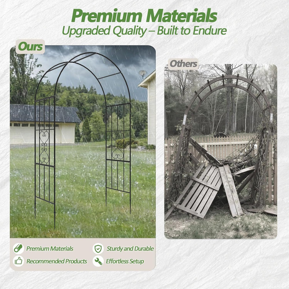 Metal Garden Arch – 47"(L) x 87"(H) Rust-Proof Arbor Trellis