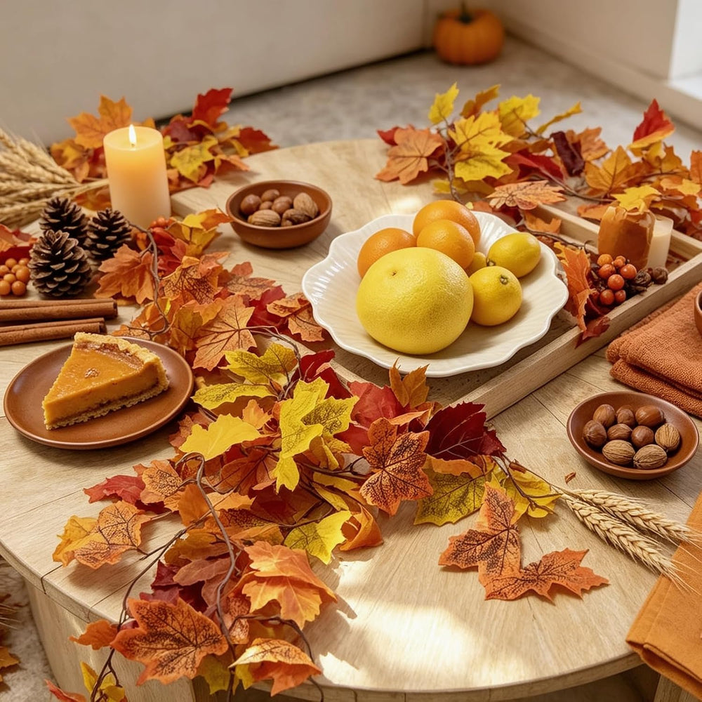 15 Pack Fall Garland, 88.5Ft Artificial Autumn Maple Leaves Vines Thanksgivin...