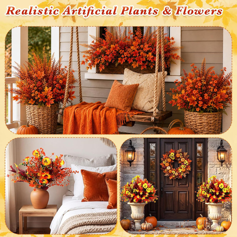 60 Bundles Outdoor Artificial Fall Flowers Bulk,Autumn,Colorful