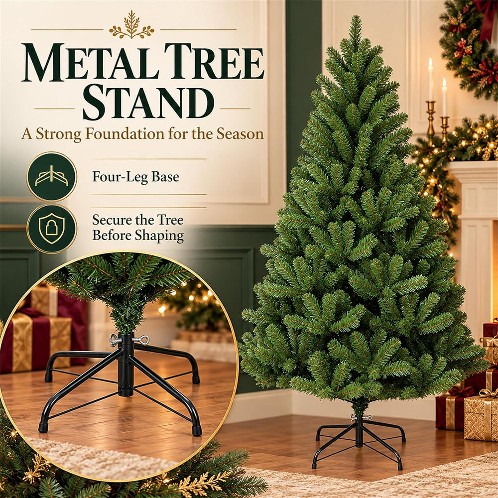 6FT Unlit Green Artificial Christmas Tree with 634 Branch Tips, Hinged Semi-A...