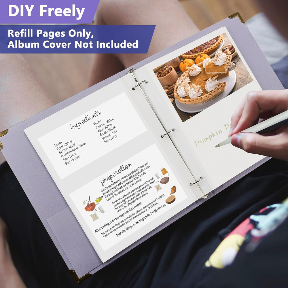 9x11 Self-Adhesive Photo Album Refill Pages, 3-Ring, 200 Pages