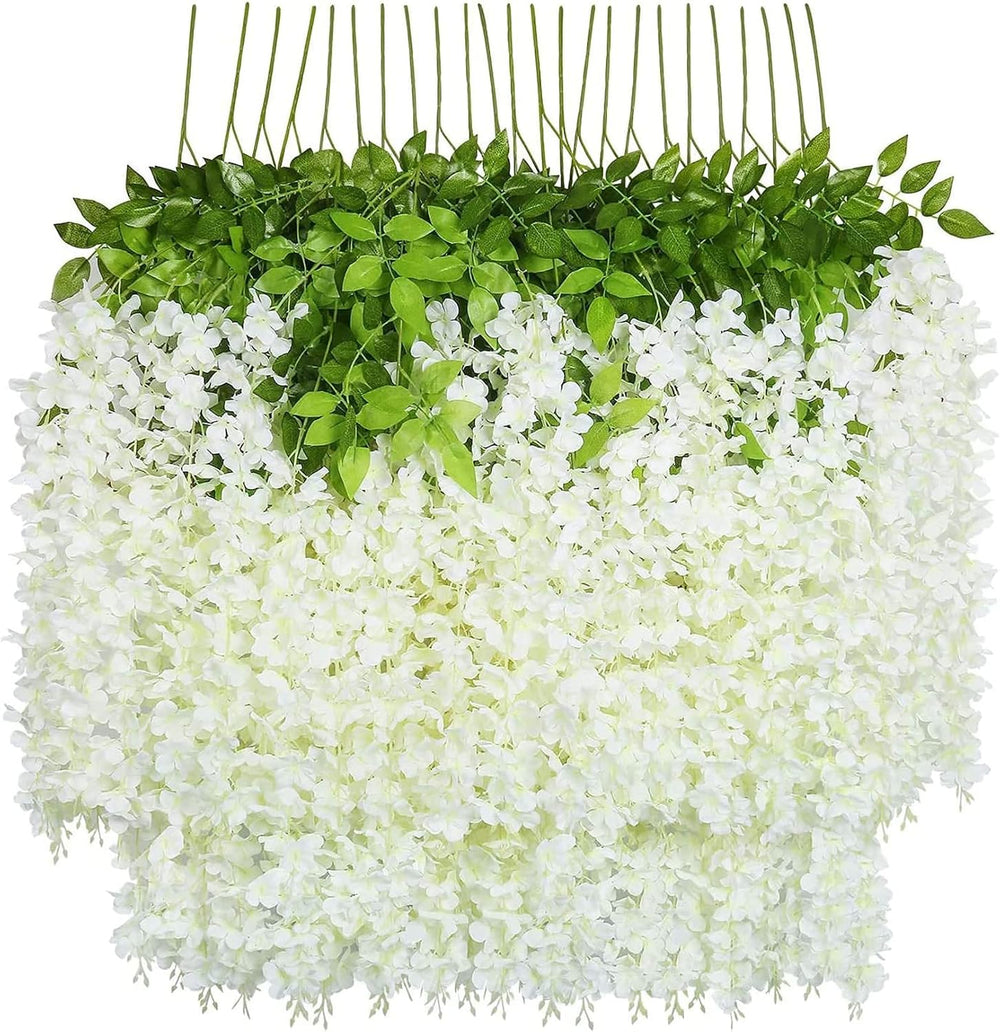 U'Artlines 24 Pack (Total 86.4 Feet) Artificial Fake Wisteria Vine Rattan...