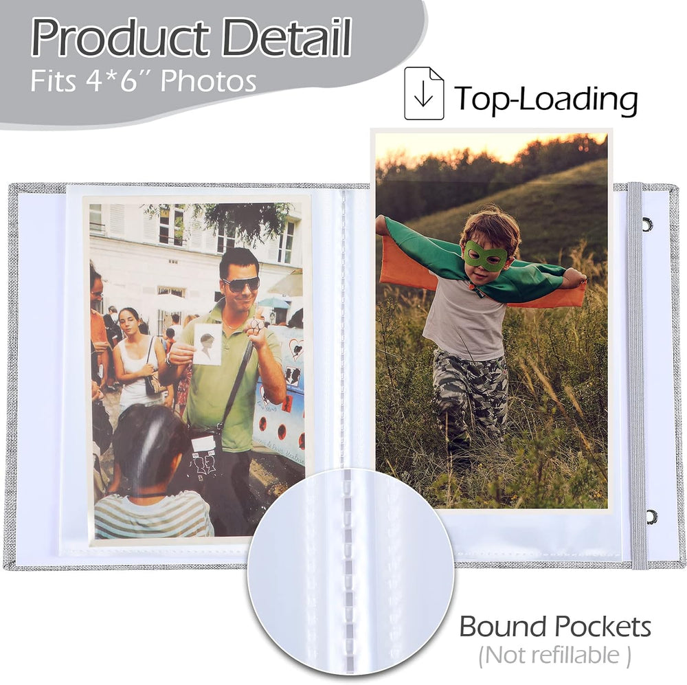 Tinlade 10 Pcs Small Photo Album 4 x 6 In Picture Album, Gray