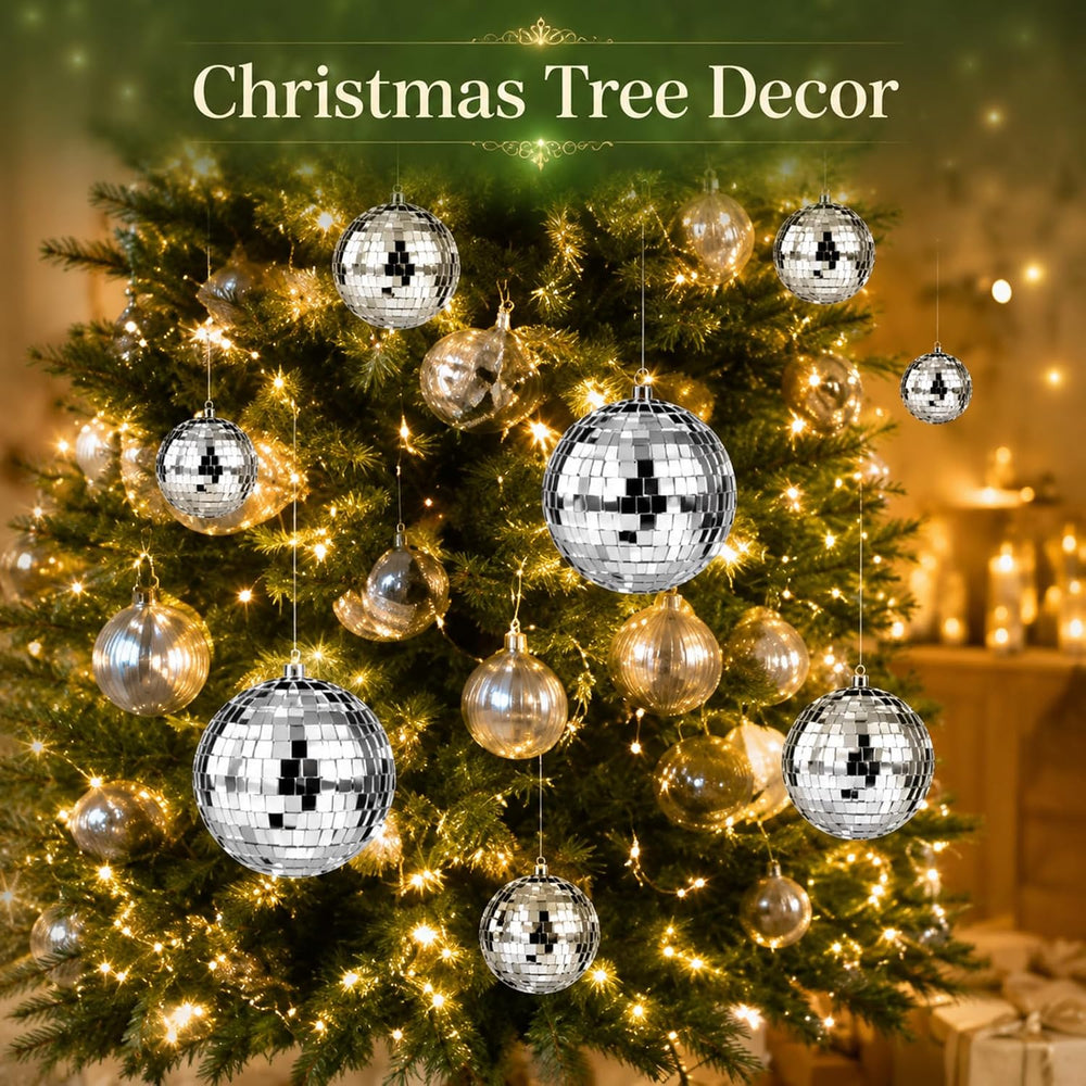 Funtery 100 Pcs Disco Balls Bulk Silver,1.2'',1.6'',2'