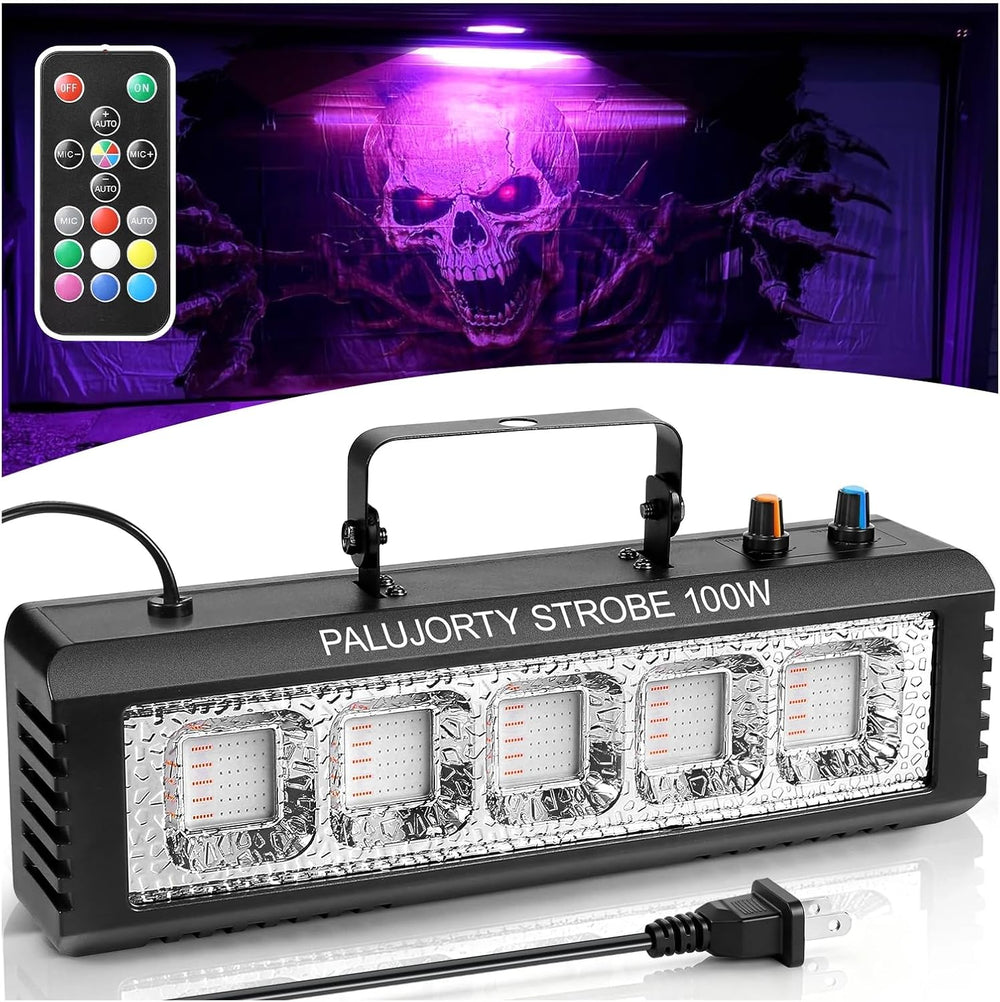 Strobe Lights 100W with Remote, Sound Activated, Multi-Color, Speed Control