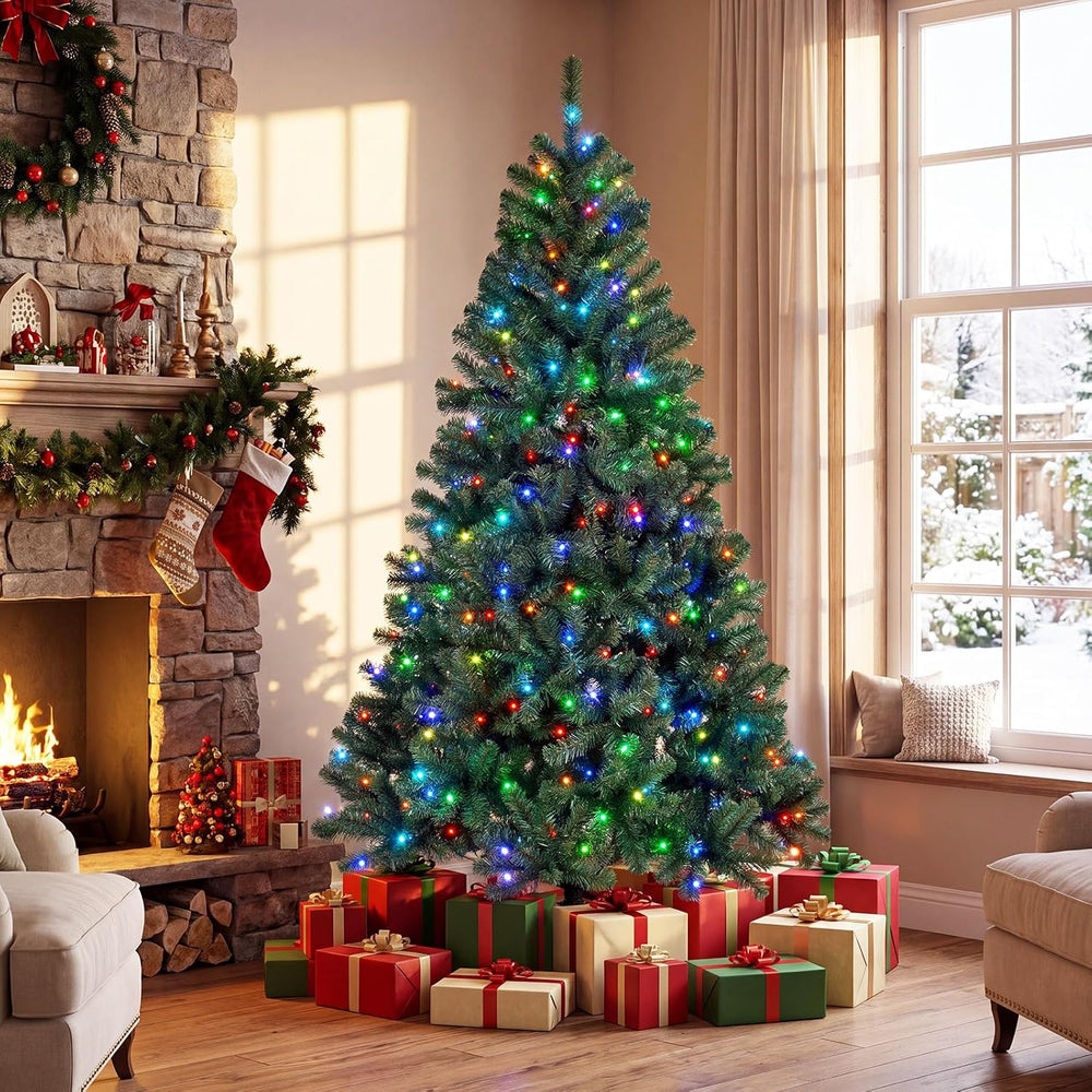 HAPPYGRILL 6 FT Prelit Artificial Christmas Tree with 300 Smart RGB Lights