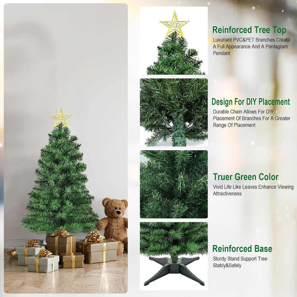 4FT Premium Hinged Artificial Holiday Small Mini Christmas Tree for Tabletop,...
