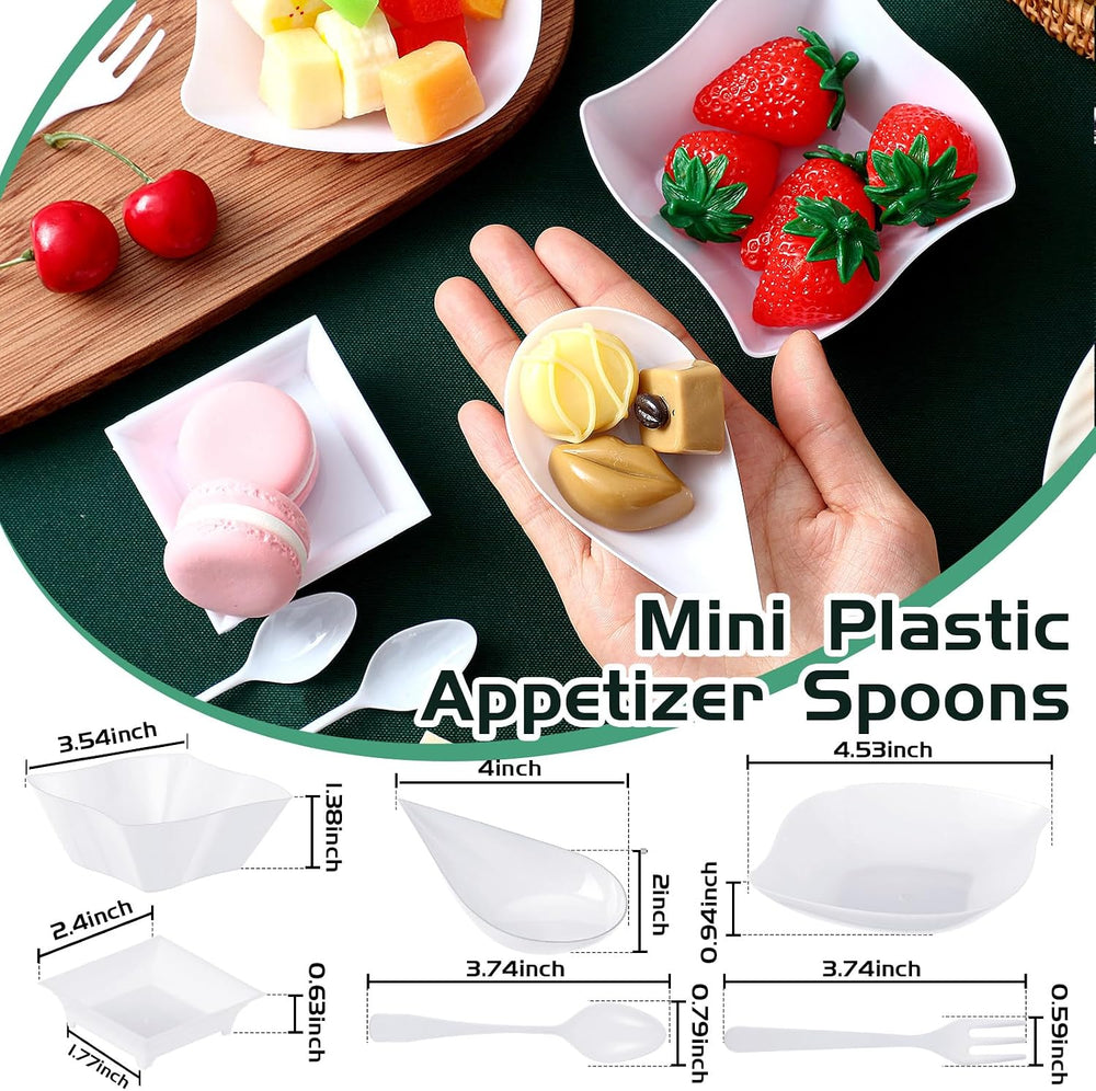 800 Pcs Mini Appetizer Plates Disposable, Classic Style, White