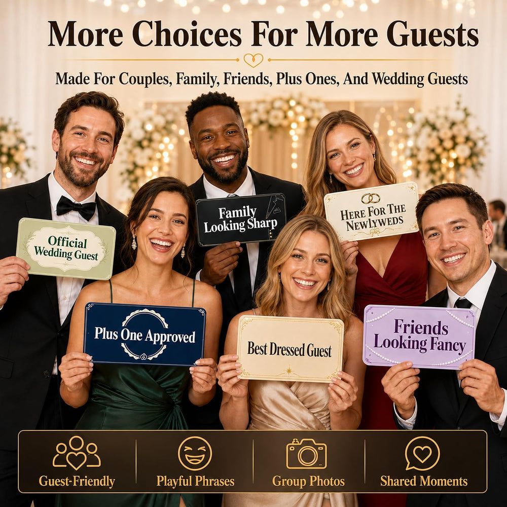 64 Designs Wedding Photo Booth Props, 32 Double-Sided Selfie Signs