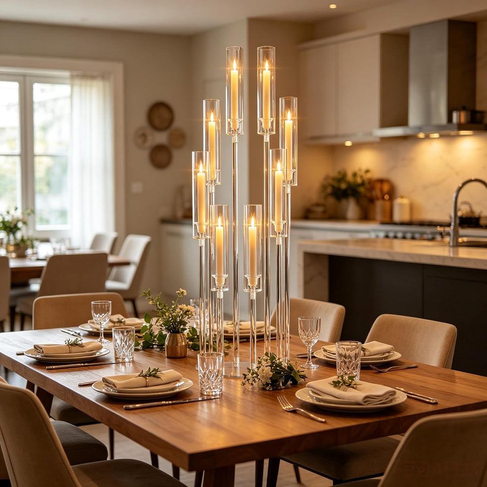 1PCS 8 Arm Clear Acrylic Candelabra Centerpiece for Dinner Table