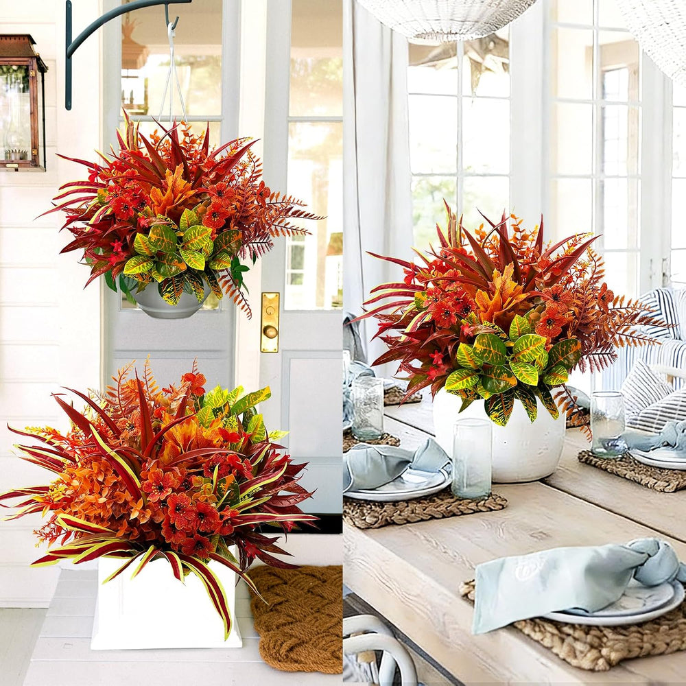 Artificial Plants with Fall Leaves,18Pcs Fake Greenery Stems Autumn Flowers f...