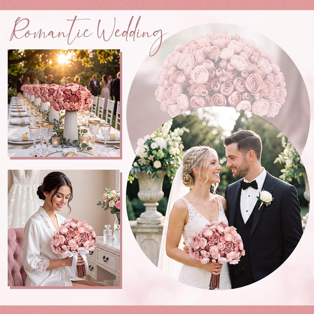 Giegxin 48 Pcs Ranunculus Artificial Flower, Light Pink