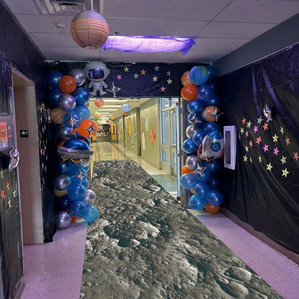 Lyrow 2 Pieces Space Themed Party Decor 2 x 10 ft Moon Aisle Runner