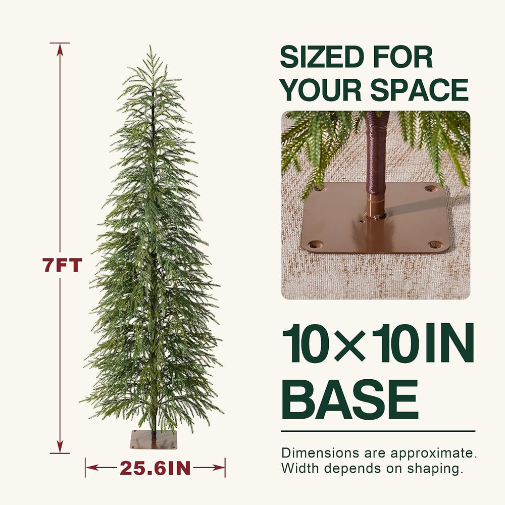 Kazeila Unlit 7 ft Slim Christmas Tree with Metal Plate Base