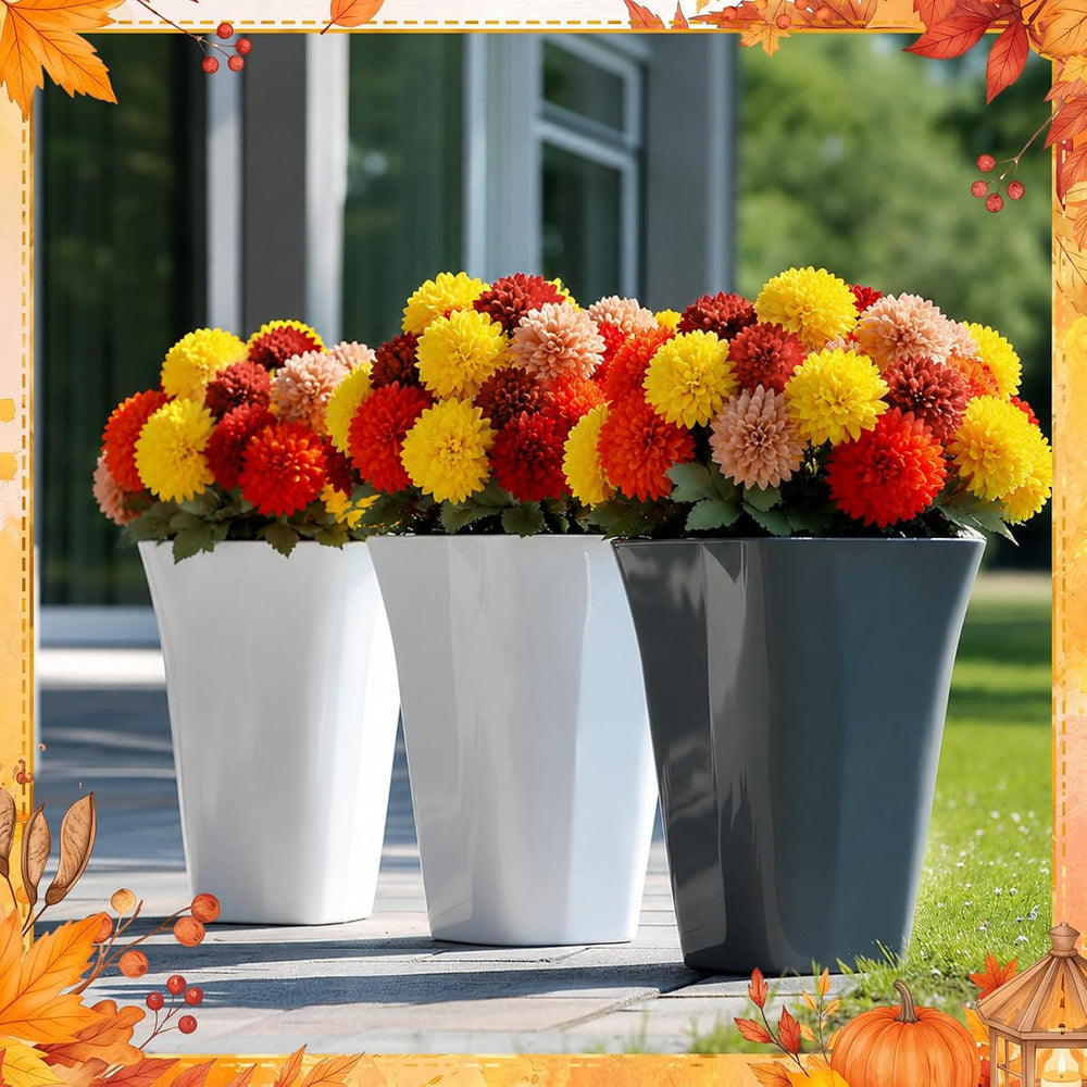 XunYee 12 Pcs Fall Artificial Flowers for Outdoor,Assorted Faux Mums