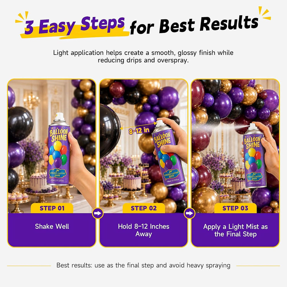 Balloon Shine Spray 15 oz : Silicone High Gloss for Party Decor 3 PACK