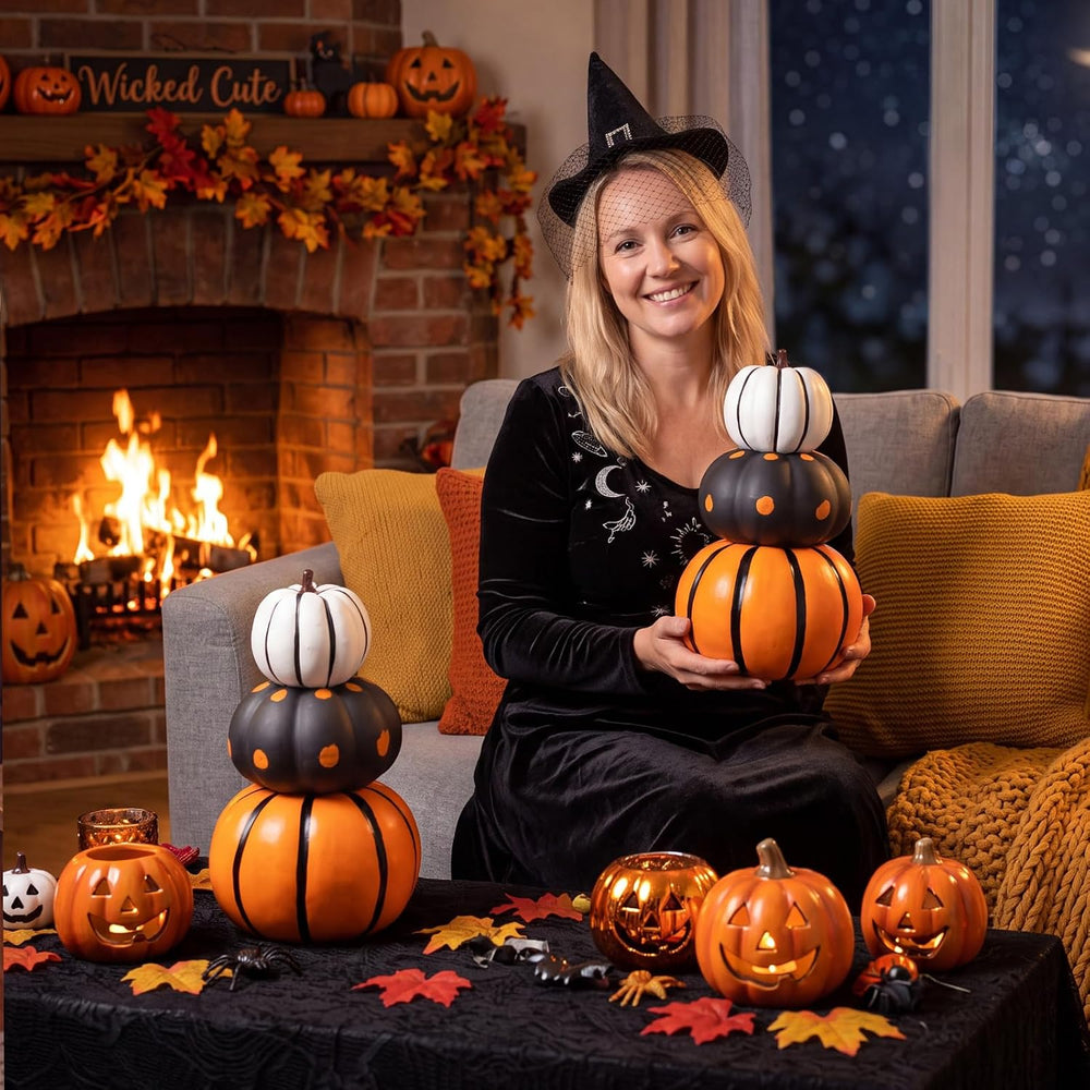 Marsui 2 Set 11.8'' Helloween Stacked Pumpkins Decoration