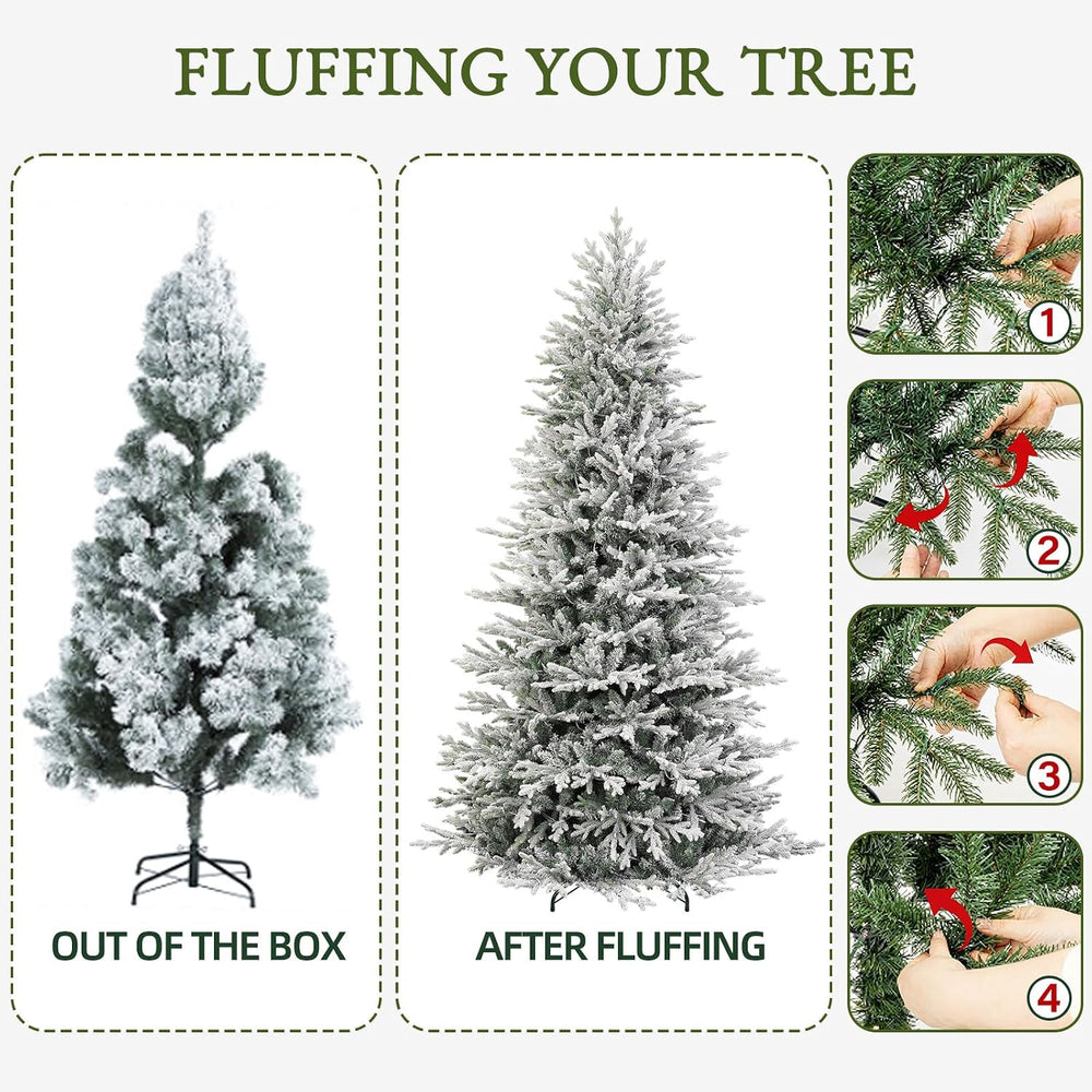 7.5FT Prelit Premium Flocked Christmas Tree, 3325 Realistic Tips