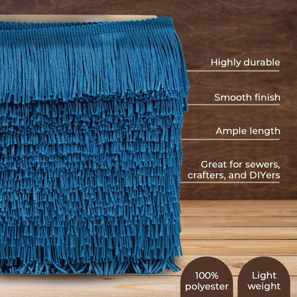 Trims By The Yard 4" Chainette Fringe Trim, Polyester-Made Decorative Fr...