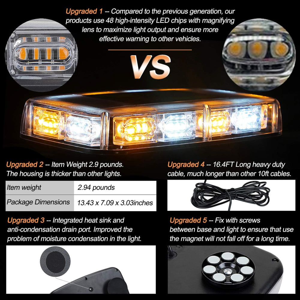 ASPL 48LED Roof Top Strobe Lights with Magnetic Base