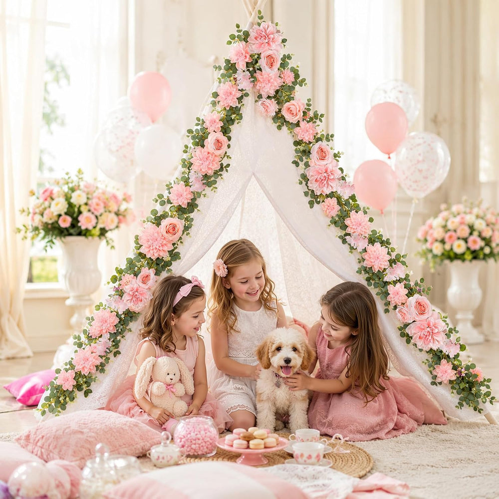 Findosom Total 12.4Ft Artificial Flowers Garlands for Decoration, Pink