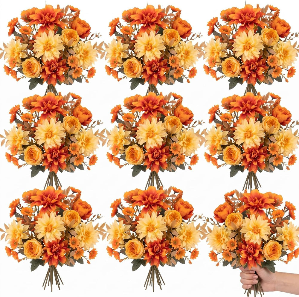 8 Bundles Fall Artificial Flowers Bouquet
