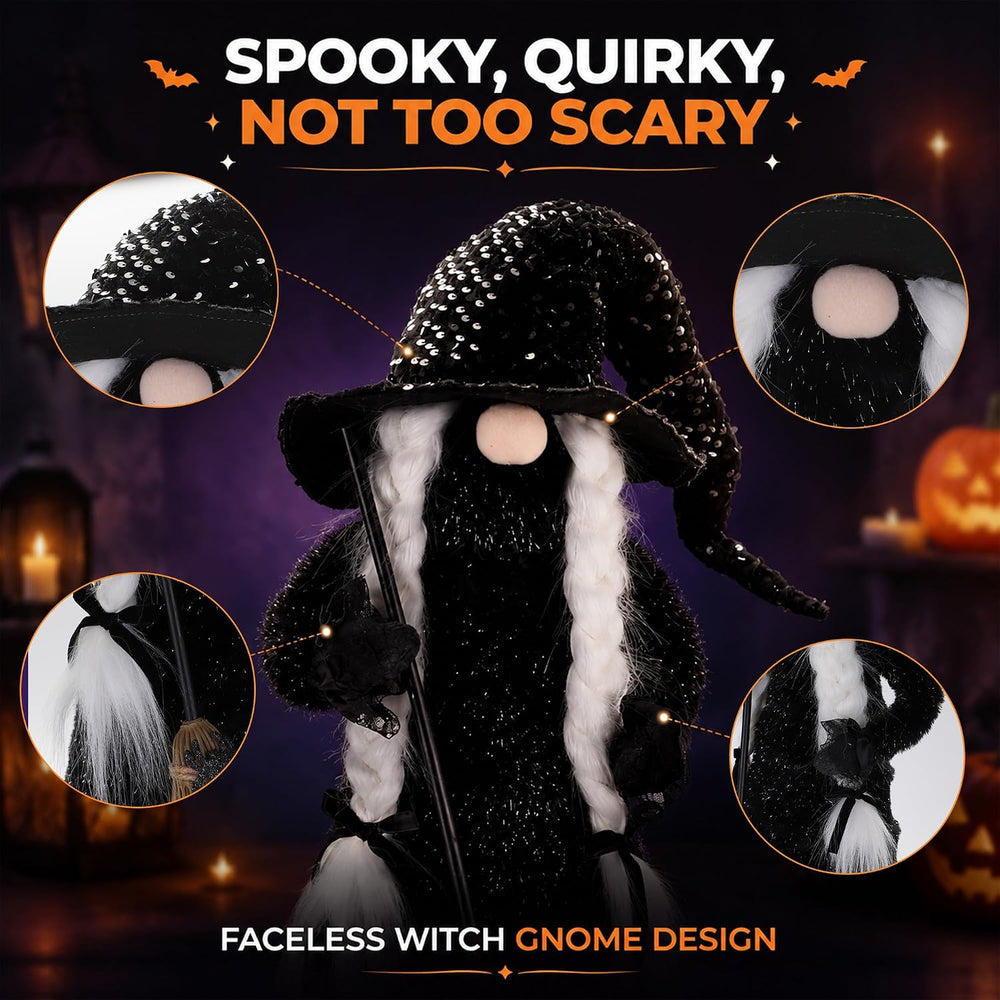 YZS Housm Halloween Plush Gnomes Decoration, 26 Inch Spring Loaded Witch Gnom...