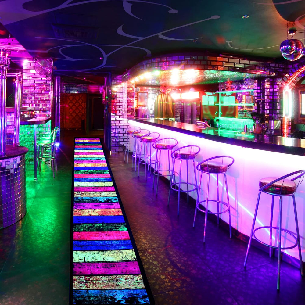 Neon Dance Floor Runner Rugs, UV Black Light Reaction Non-Slip Carpet, Glow i...