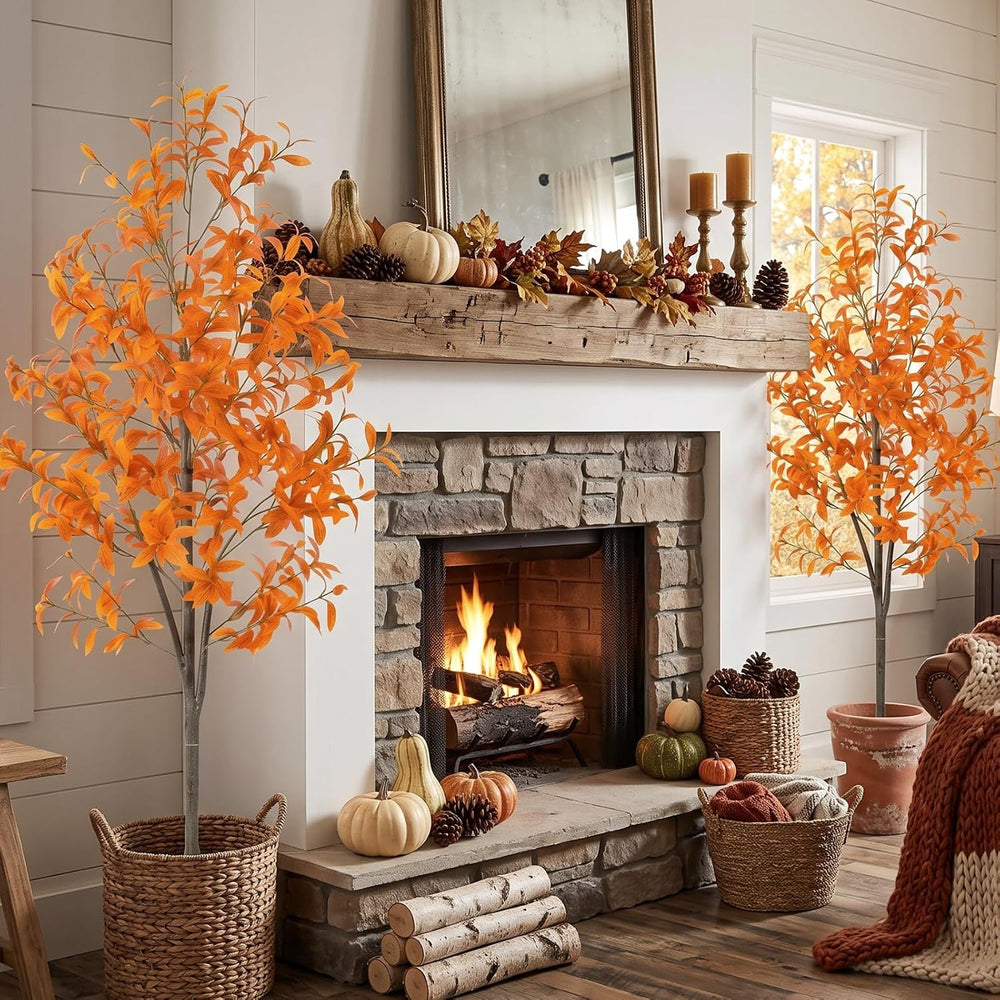 Daifunli Faux Fall Olive Tree 5Ft Artificial Tree with Planter Autumn Decor