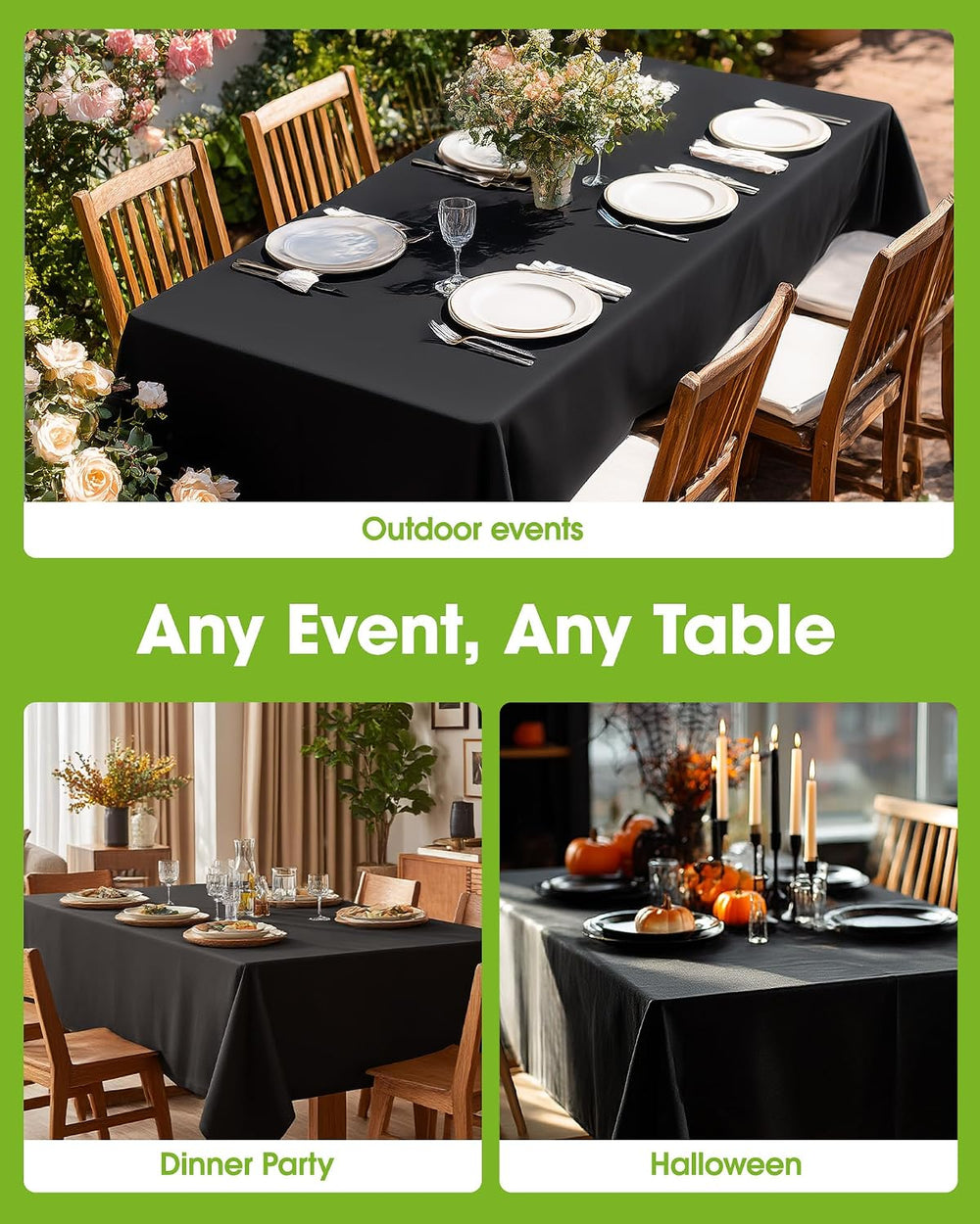 Pureegg Polyester Tablecloth 60" x 84" Reusable & Washable 12 P...