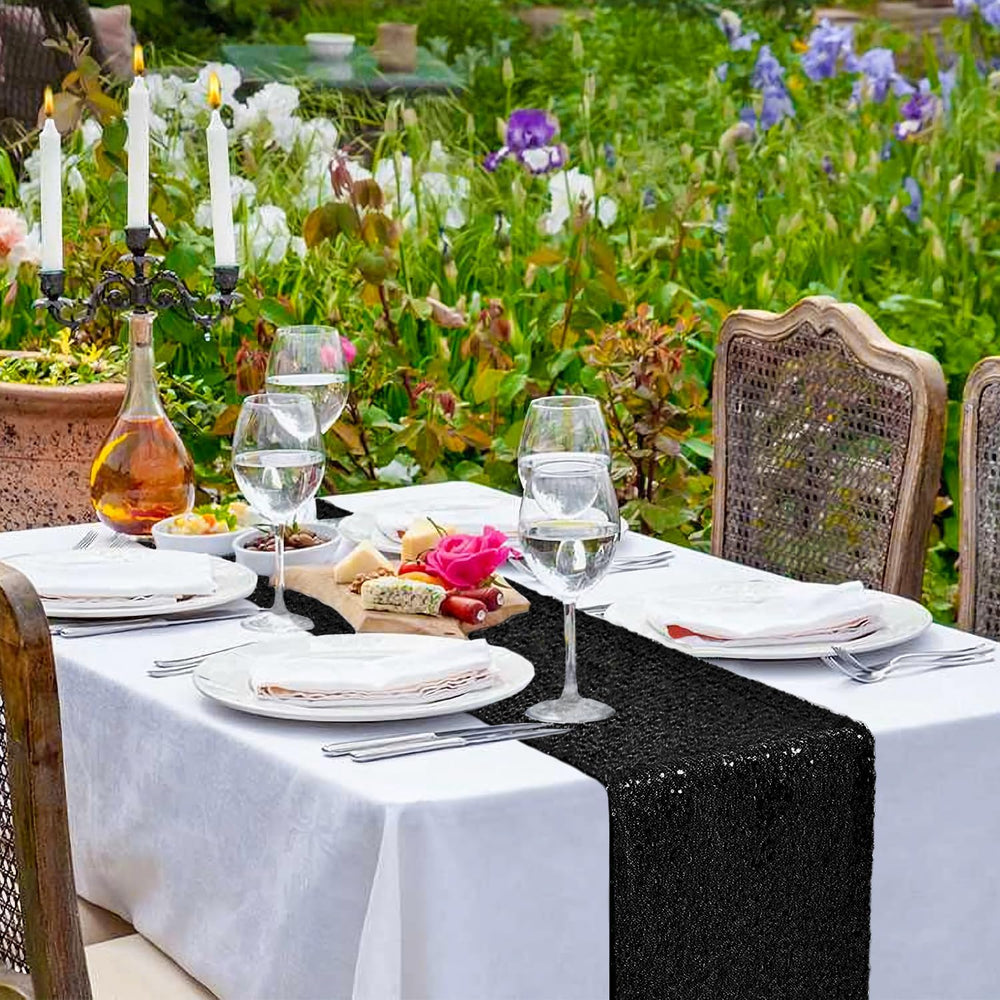 10 Packs 12 x 72 inches Black Sequin Table Runner