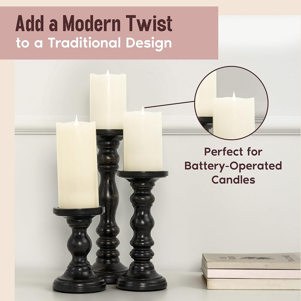 Large Candle Holders for Pillar Candles - Decorative Rustic Centerpiece Pilla...