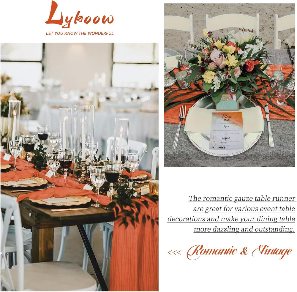 24 Packs Orange Table Runner, Charming Cheesecloth Table Runner 17 x 108inch,...