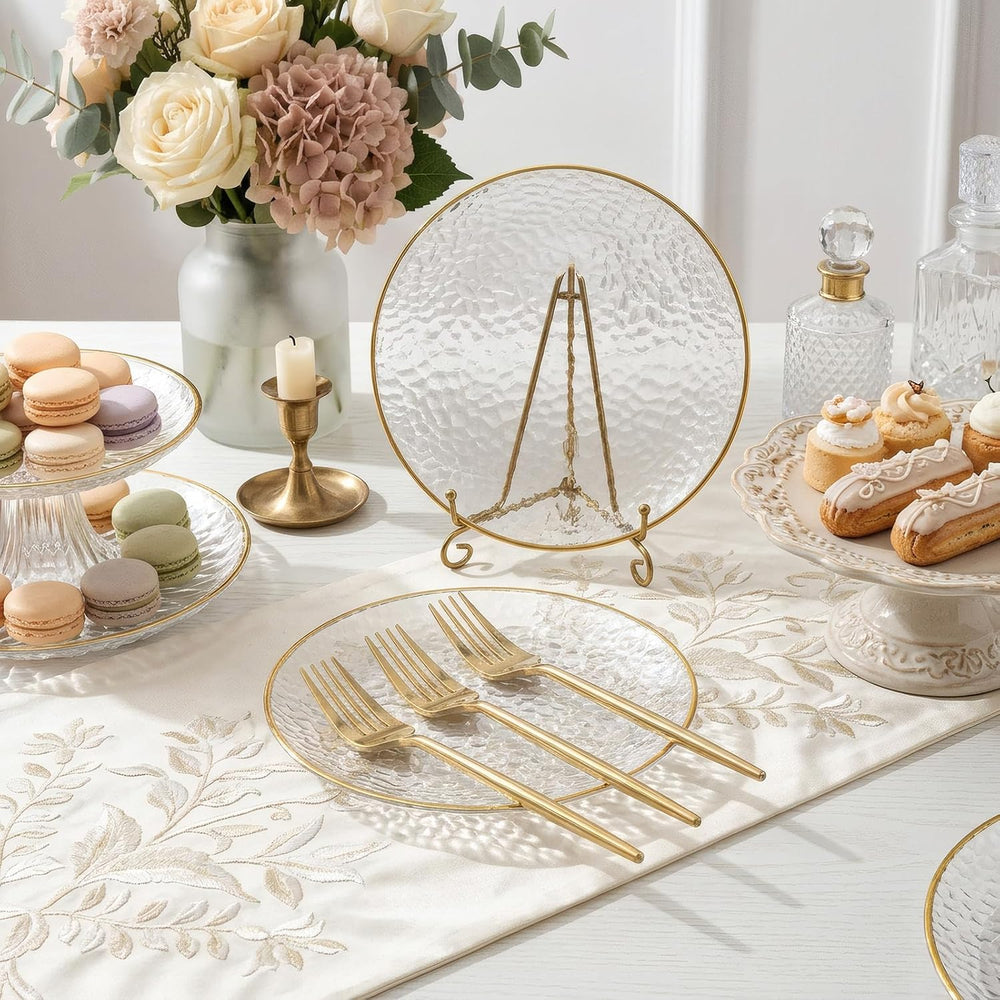 Rubtlamp 200 Pcs Clear Dessert Plates 7" with Forks 7.6",Clear Plas...