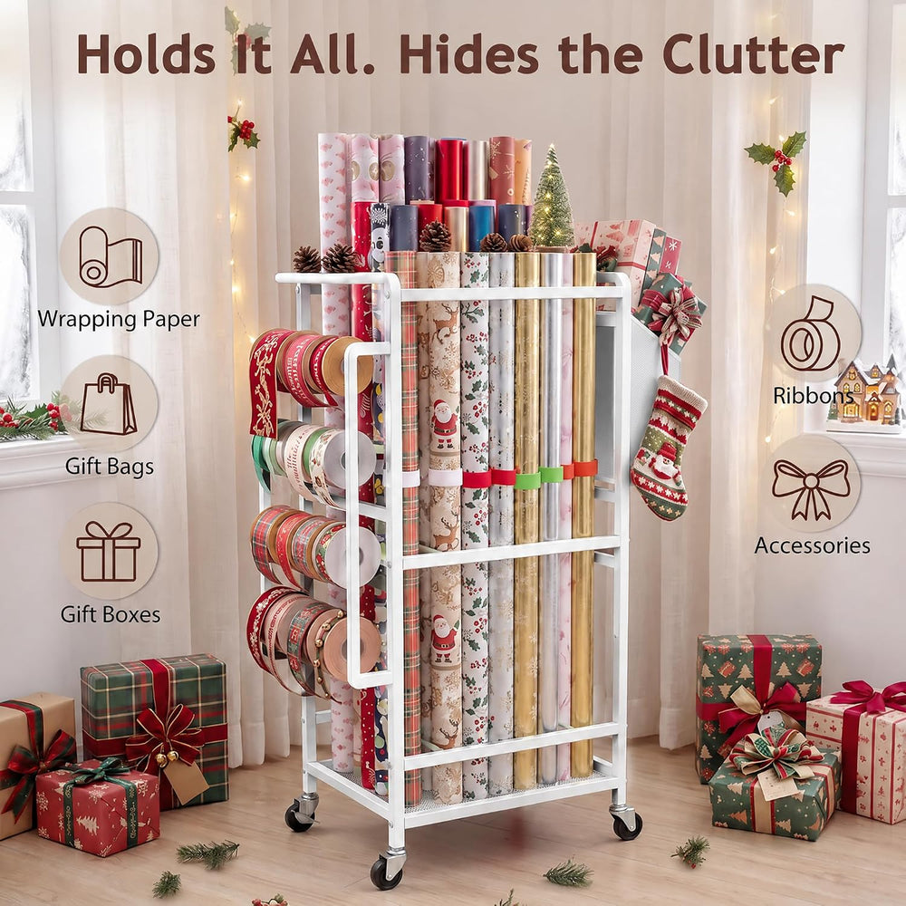 Nyamofly Wrapping Paper Storage Cart, Wrapping paper organizer storage