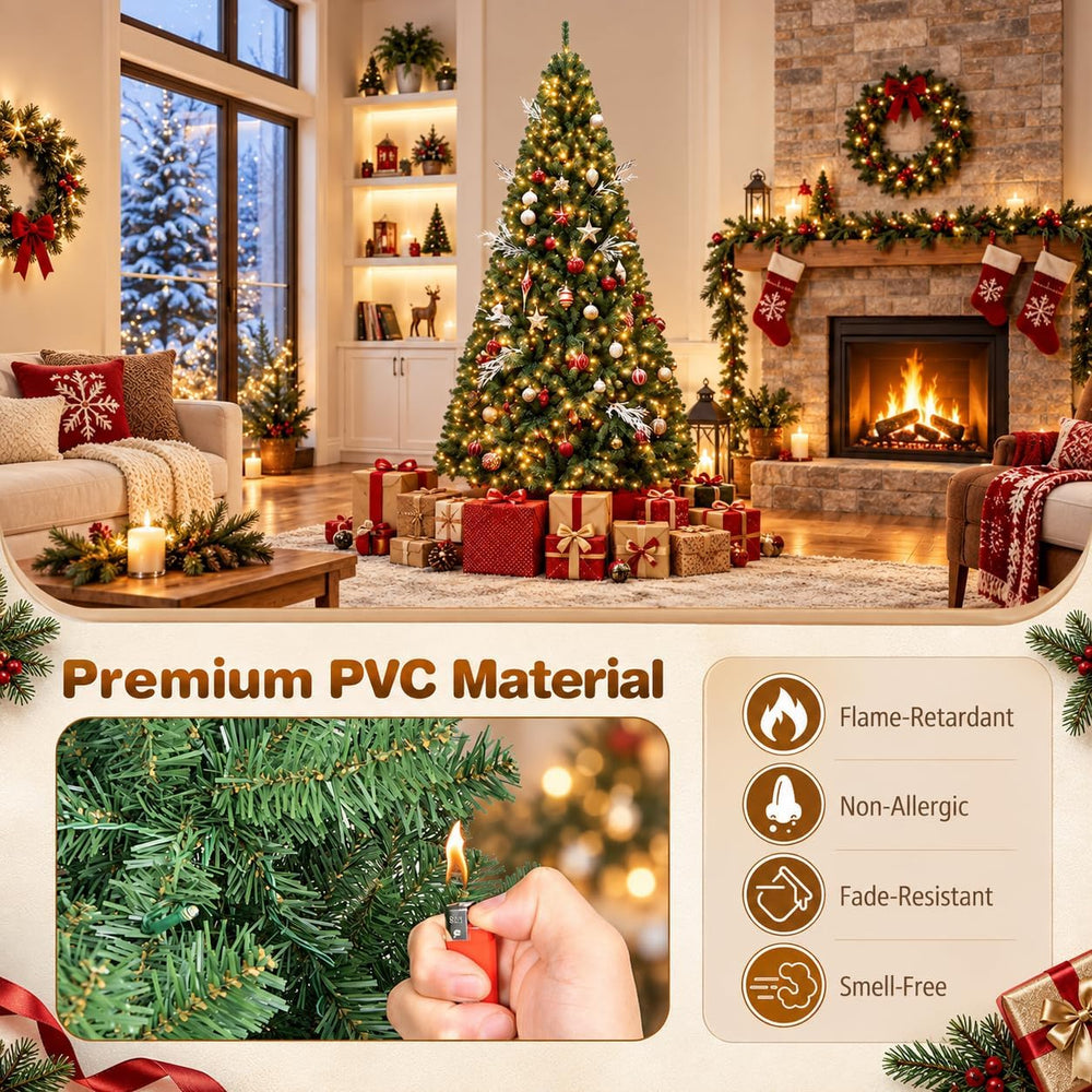 COSTWAY 8FT Pre-lit Artificial Christmas Tree w/750 LED Lights, Easy Setup