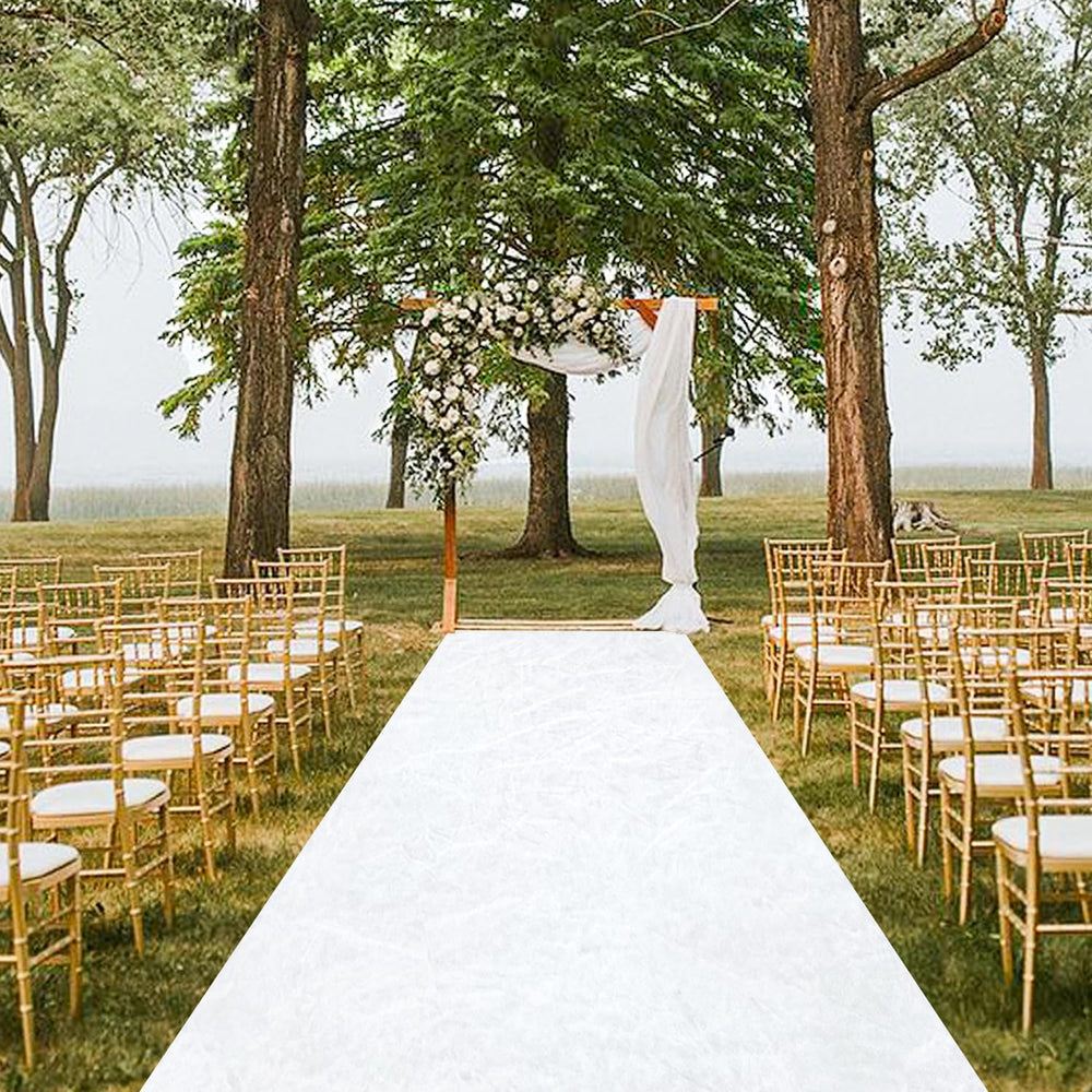MODFUNS White Aisle Runner Wedding Carpet Runner 4x30FT Velvet Fabric Aisle R...